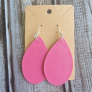 Pink Faux Leather Earrings